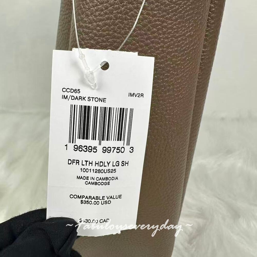 Coach Hadley Large Shoulder Bag In Leather/Gold/Dark stone CCD65 NWT - Picture 5 of 8